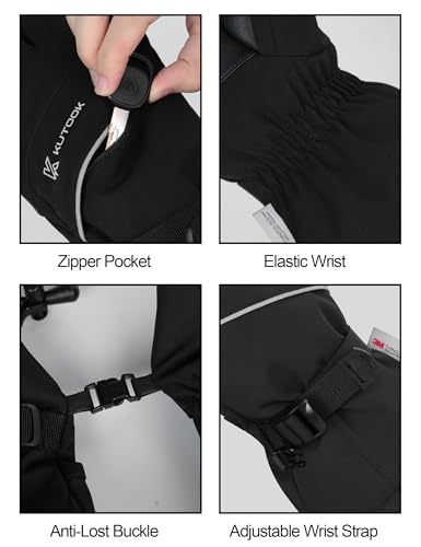 KUTOOK Winter Ski Gloves 5-Finger Touchscreen 3M Thinsulate with Pocket for Men Women Cold Weather Skiing Cycling Hiking
