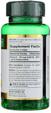 Nature's Bounty Vitamin D-5000 IU Softgels, Maximum Strength 150 ea ( Pack of 2)