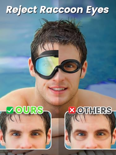 sliwo Swim Goggles 2 Pack, Wide View Anti Fog&UV Comfort Fabric Strap No Leaking Swimming Goggles for Adult Men Women Youth