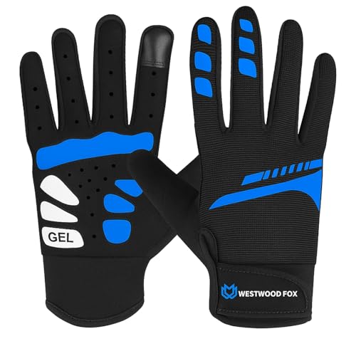 WESTWOOD FOX Cycling Gloves for Men Women, Full Finger, Anti-Slip Touchscreen Breathable Mountain Bike Gloves for MTB Ridi...
