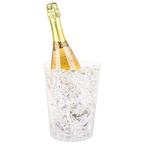 Tiawudi 12 Pack Plastic Ice Bucket For Parties, Gold Glitter Clear Wine Cooler for Wedding, Good as One Large Champagne Ch...