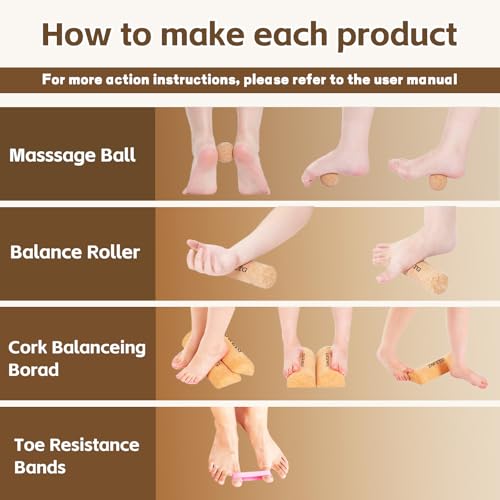 Cork Yoga Balance Board with Blocks and Resistance Bands, Non-Slip Yoga Balance Trainer for Pilates, Fitness, Stability, C...