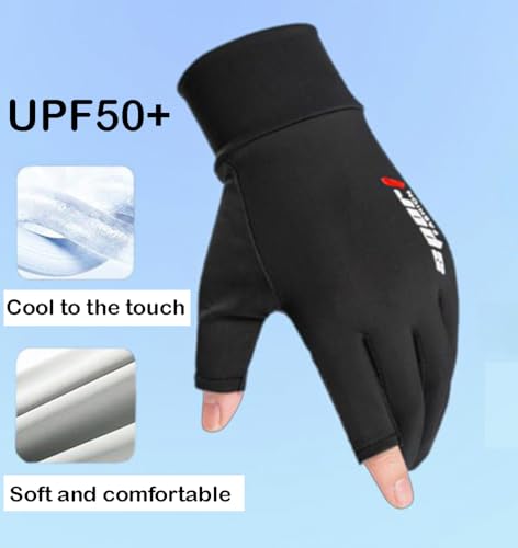 Eohak Men Summer Gloves UV Protection Driving Gloves Anti-Slip Touch Screen Gloves Outdoor Fishing Gloves