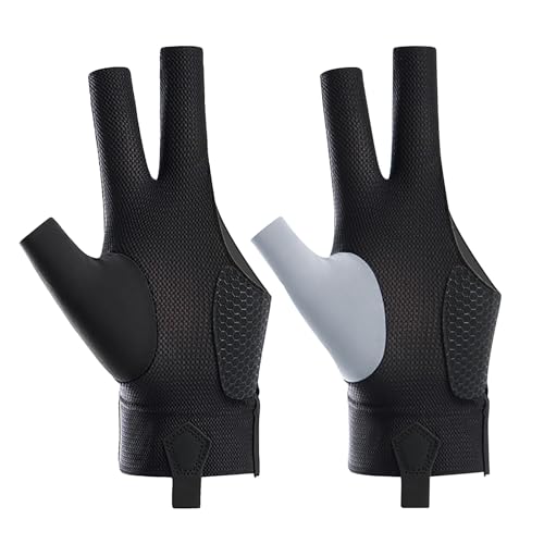 Holiberty 2 Pcs Professional Billiard Pool Gloves for Left Hand Men Women Mesh Nonslip Fingerless Training Shooting Sports...