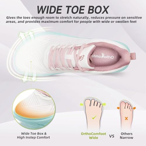 Women's Orthopedic Diabetic Wide Running Shoes: Comfortable Casual Arch Support Plantar Fasciitis Fashion Sneakers, High A...