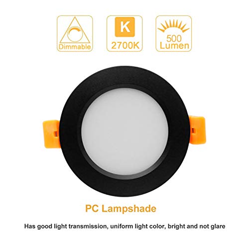 Ygs-Tech 3 Inch Led Recessed Lighting  Dimmable Downlight 5W(40W Halogen Equivalent)  Cri80  2700K Ultra Warm White  Ceiling Light With Led Driver(1 Pack)