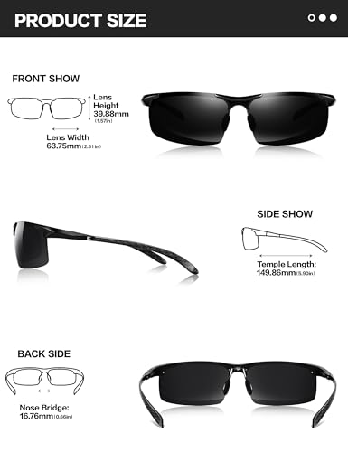 BIRCEN Polarized Carbon-Fiber Sunglasses for Men: Ultralight UV Protection Sun Glasses for Outdoor Sports Fishing Golf Hiking