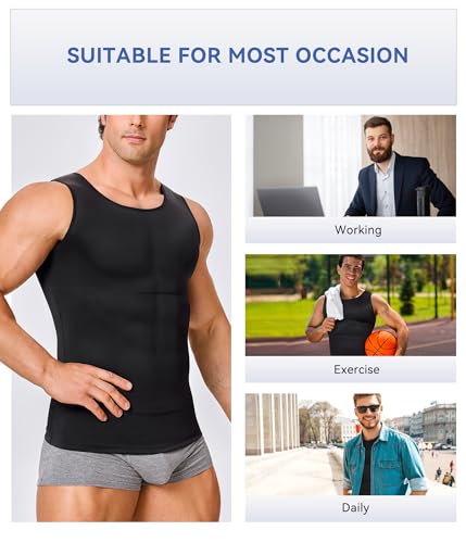 Mens Compression Shirt Slimming Body Shaper Vest Workout Tank Tops Abs Abdomen Undershirts