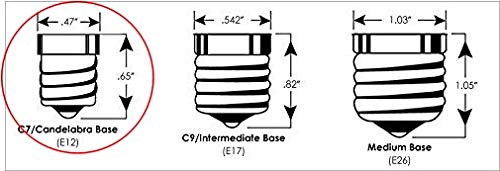 Creative Hobbies® Replacement Light Bulbs for Electric Candle Lamps, Window Candles, & Chandeliers - 7W Candelabra E12 Clear Incandescent C26 Torpedo 120V Steady Burning – 12 Pack