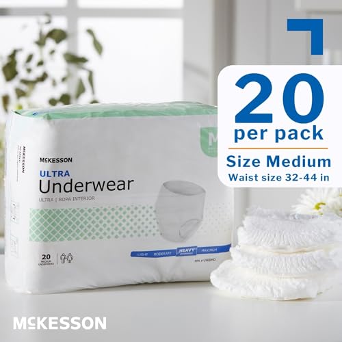 McKesson Ultra Adult Incontinence Underwear, [80 Count], Heavy Absorbency, Medium, 32-44 in. Unisex Bladder Leak Protectio...