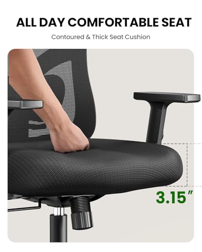Marsail Ergonomic Office Chair Ergonomic Gaming Chair with Lumbar Support, 2D Headrest, Adjustable Armrests, Contoured Sea...