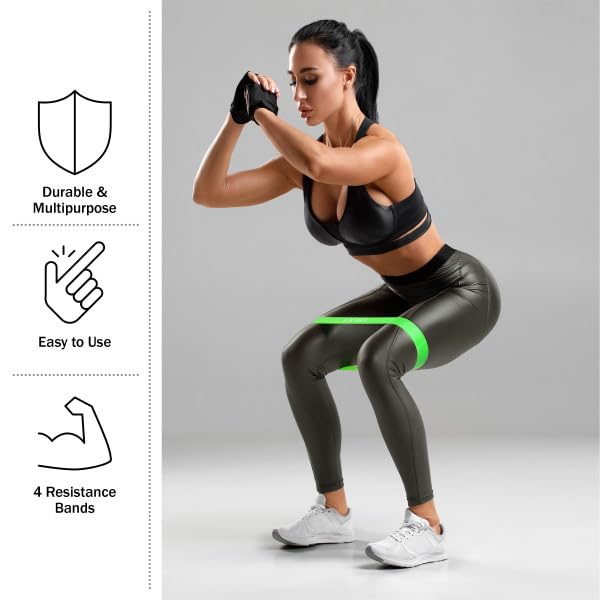 Resistance Bands for Working Out - Workout Band Loop 4-Pack - Exercise Bands with 4 Levels for Toning, Stretching or Physi...