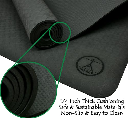Tatago Extra Thick Yoga Mat Wide & XL-Our 10mm Extra Large Yoga Mat Thick Extra Wide And Long For Total Joint Cushioning. ...