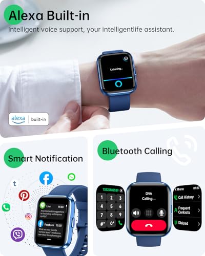 WMK Smart Watch with Alexa, Answer/Make Call,1.83" Display,10 Day Battery, Heart Rate/SpO2/Sleep Monitor, 3ATM Waterproof,...