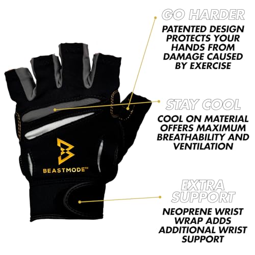 Bionic Men's Beastmode Half Finger Gym Workout Gloves