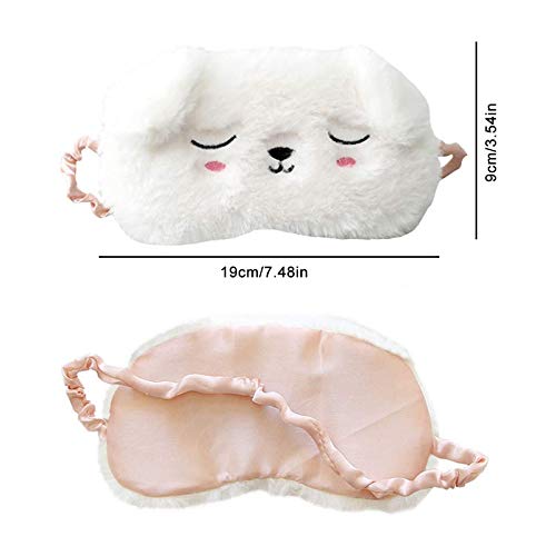 EleCharm Cute Animal Sleeping Mask Soft Plush Eye Mask Blindfold Cover for Kids Girls Women Home Sleeping Traveling (White Dog)