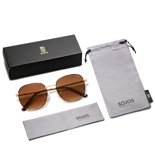 SOJOS Classic Trendy Square Sunglasses for Women Men Cute Big Frame Gold Shades SJ1137