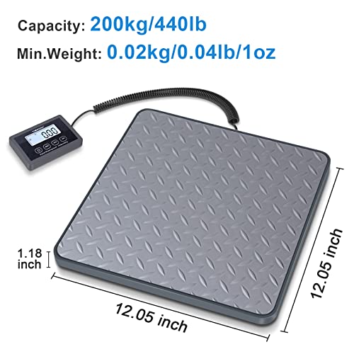 THINKSCALE Shipping Scale, 440 lbs/1 oz Highly Accurate Postal Scale with Hold/Tare/LCD Display, Lightweight Digital Posta...