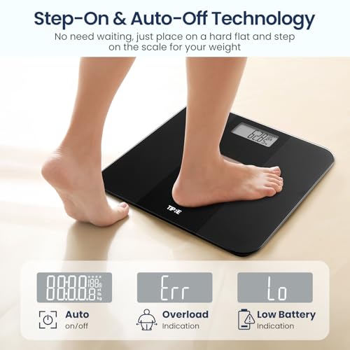 TIPRE Solar Powered Weight Scale with Endless Power, Scale for Body Weight, Electronic Bathroom Scale for Weight Loss, Dig...