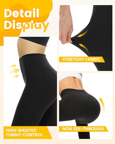 2 Pack Fleece Lined Leggings for Women - Thermal Winter Warm Tights Tummy Control High Waisted Workout Yoga Pants