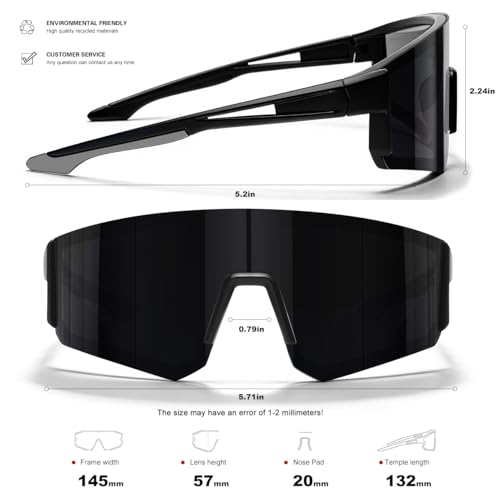 SEKKAF Polarized Sunglasses for Men Women - Sports Sunglasses for Running Baseball Driving Fishing Cycling UV400 Protection