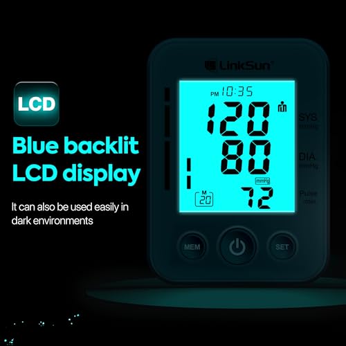 LinkSun Blood Pressure Monitor for Home Use with Large Upper Arm Cuff, Rechargeable Blood Pressure Machine with 100 Memory...