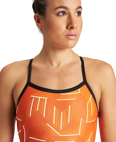 ARENA Performance Girls' Puzzled Team Print Light Drop Back Youth Bathing Swimsuit