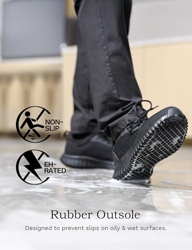 Bruno Marc Men's Non Slip Work Shoes Walking Zapatos Trabajo Black & Lightweight Sneakers Food Service Chef Kitchen Restau...