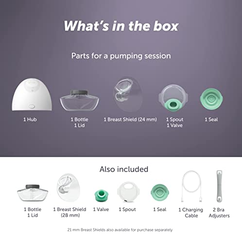 Elvie - Single, Wearable Breast Pump w/App - The Smallest & Quietest - Portable - Hands Free & Discreet - Automated w/Four...