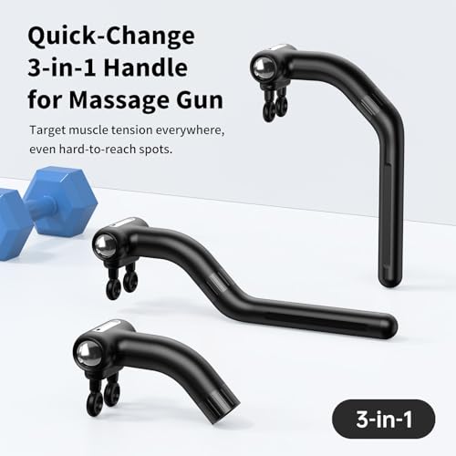 LC-HZLJ Dual-Head Massage Gun with Extension Handle, 3-in-1 Detachable Handheld Percussion Muscle Massager for Back Neck S...