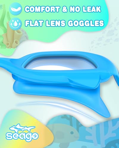 Seago 2 Pack Kids Swim Goggles with Fabric Strap for Kids 3-12, Cat-Shaped Swimming Goggles Anti-Fog UV Protection Leakproof