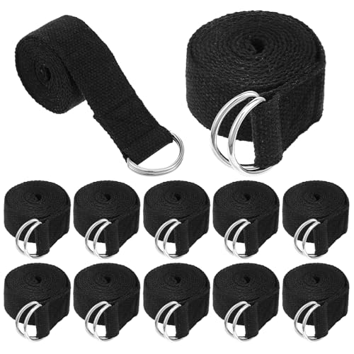 Molain 12 Pcs Yoga Strap, Non-Elastic Stretching Strap Yoga Straps for Stretching Bulk 6ft Exercise Stretch Band with Meta...