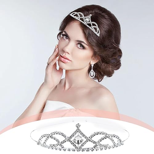 Cinaci 8 Pieces Princess Colorful Dazzling Crystal Rhinestone Silver Metal Tiara Crown Headbands Wedding Birthday Party Pr...