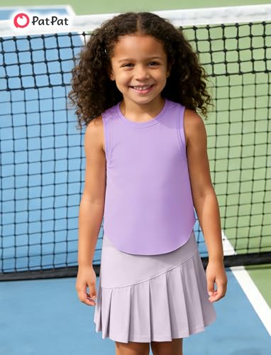 PATPAT Girls Tennis Skirt Sets Moisture Wicking Tank Tops and Pleated Skirts 2 Piece Outfits Activewear Sets 5-12 Years