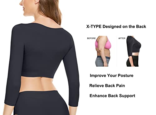 KSKshape Arm Shaper for Women Post Surgery Arm Lipo Compression Sleeves Front Closure Shapewear Bra Posture Corrector