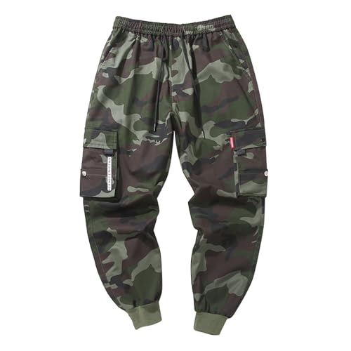 Mens Camo Jogger Pants Military Army Combat Lightweight Cargo Pants Tapered Casual Elastic Waist Camouflage Tactical Trousers