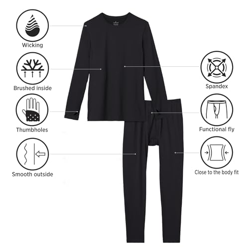 Cuddl Duds Thermal Underwear Shirt and Leggings Set for Men - Heavyweight Fleece Lined Long Johns - Winter Clothes Base Layer