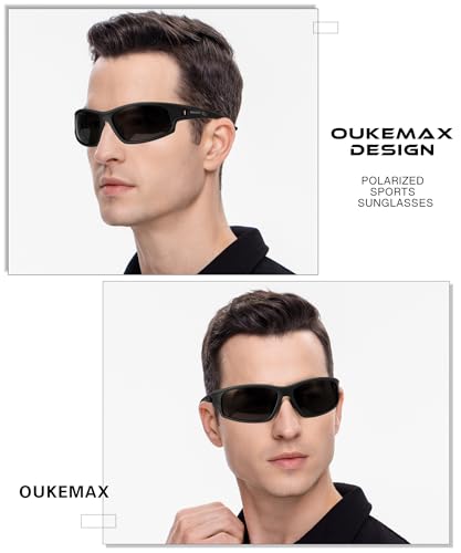 OUKEMAX Polarized Sunglasses Men, Sports Sun Glasses Womens UV400 Protection for Fishing Running Driving