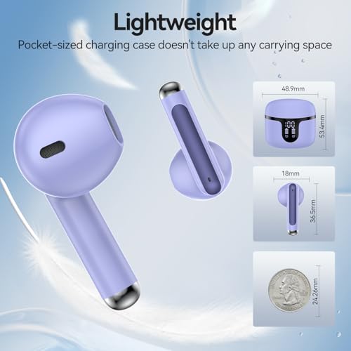BHNYBWUL Wireless Earbuds, Bluetooth Headphones 5.4 Stereo 50 Hour Playback Ear Buds with LED Display and with ENC Noise C...