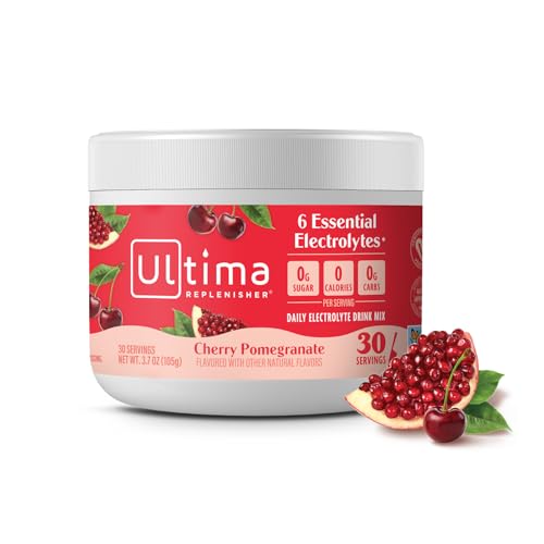 Ultima Replenisher Daily Electrolyte Powder Drink Mix – Sugar Free – Cherry Pomegranate, 30 Servings – Hydration Powder wi...