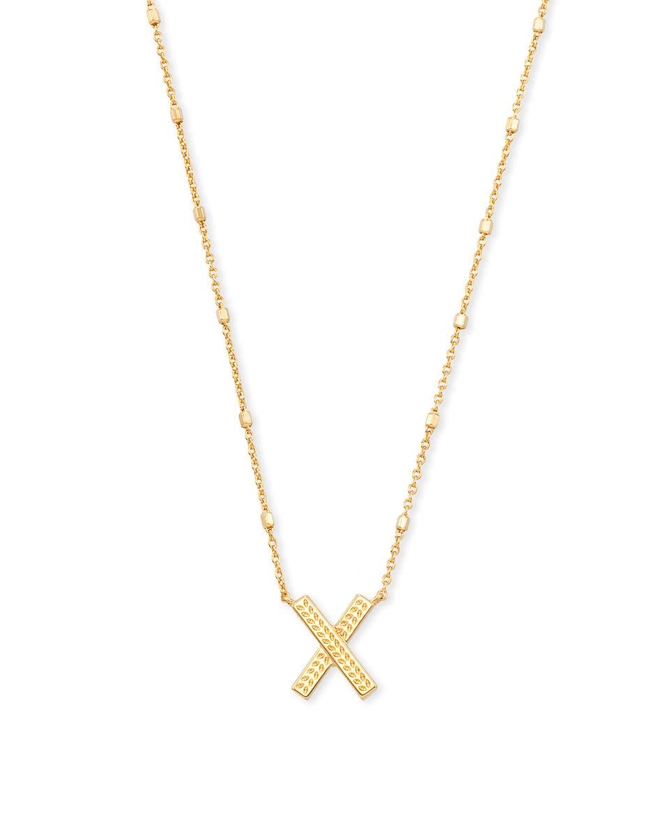 Kendra Scott Letter X Pendant Necklace for Women, Fashion Jewelry, 14k Gold-Plated Brass, Gold Metal, Letter X