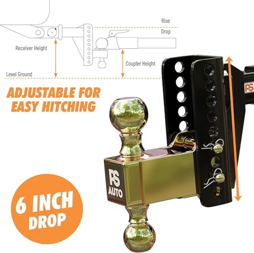 Adjustable Drawbar Trailer Hitch - 20,000 LBS, Fits 2 and 2-5/16 Inch Balls, US Gov Tested & Certified, for RV Towing, Mot...