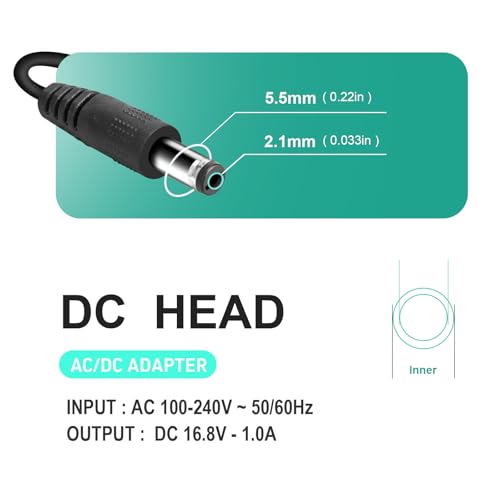 16.8V 1A Massage Gun Charger Replacement 16.8V 0.8A 1A AC DC Power Supply for Massage Gun Power Supply Cord Cable