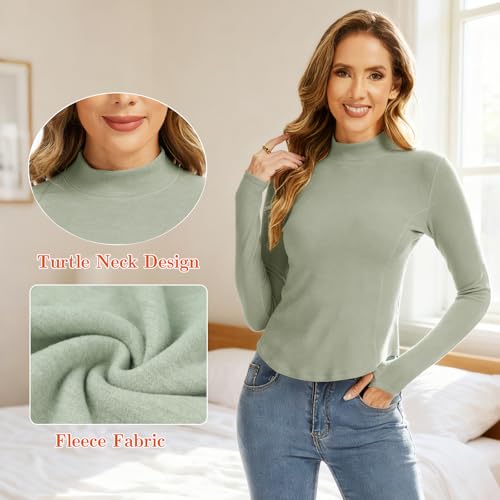 Thermal Shirts for Women Long Sleeve Fleece Tops Running Workout Compression Base Layer Cold Weather for Ski