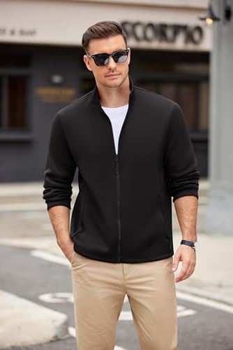 COOFANDY Mens Fleece Jacket Zip Up Lightweight Sweater Jackets Casual Warm with Pockets for Home Office Hiking