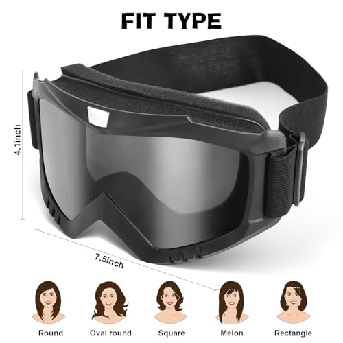 YENPK Dirt & Motocross Bike Goggles, 2-Pack Windproof Racing Goggles for ATV, Ski & Snowboard
