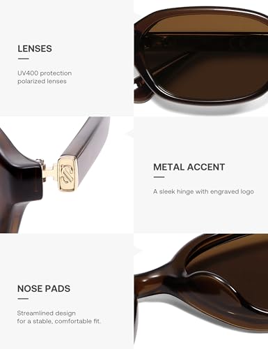 SOJOS Retro Rectangle Polarized Sunglasses for Women Men Trendy Hexagon Narrow Chic Y2K Sunnies SJ2629
