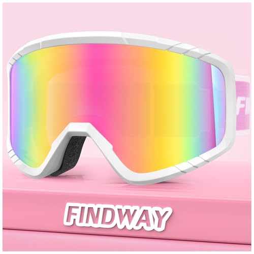 findway OTG Ski Goggles, snow/Snowboard Goggles for Men, Women Youth [Upgraded] Fit for All Helmet - Anti fog & glare & UV