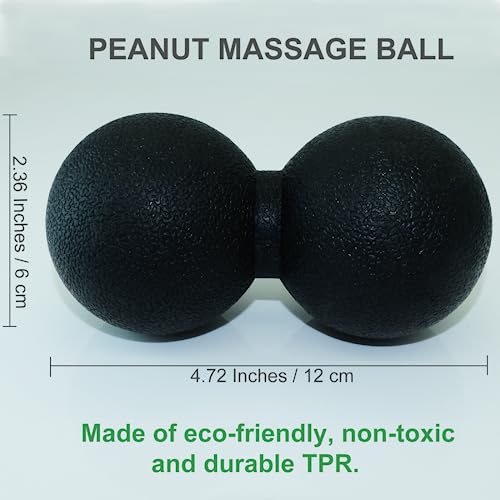 Hard Peanut Massage Ball, Double Lacrosse Massage Ball. Deep Tissue Massage Roller Mobility Ball for Physical Therapy Myof...