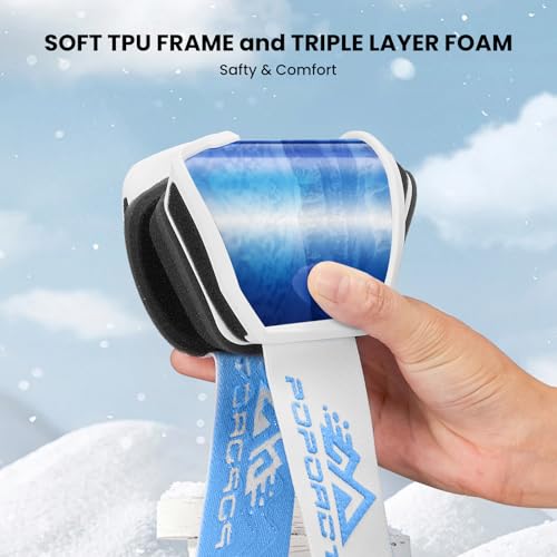 POPOACTI OTG Ski Goggles,100% UV Protection,Anti Fog,Polarized Ski Snowboard Goggles for Men Women Adult